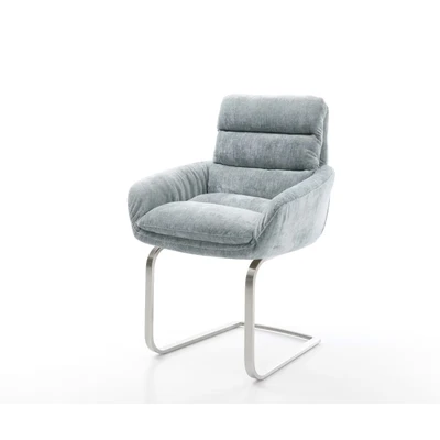 Abbildung von Freischwinger Abelia Flex mit Armlehnen Chenille Pastellblau flach Edelstahl