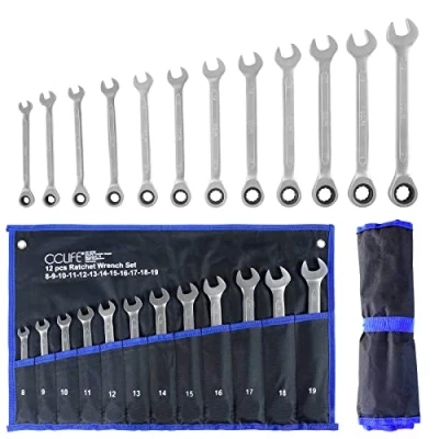 Abbildung von CCLIFE Ratschenringschlüssel 12tlg Gelenk Ratschenschlüssel Set 8 19mm Ring Maulschlüsset (12 St)