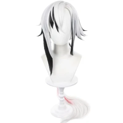 Abbildung von HIROAKIYA The Knave Arlecchino Wig Long, Genshin Impact Cosplay with Cap, Heat resistant fibre, Length approx.95cm