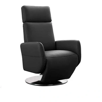 Abbildung von Cavadore TV Sessel Cobra / Fernsehsessel mit 2 E Motoren und Akku Relaxfunktion, Liegefunktion Ergonomie M 71 x 110 82 Echtleder Schwarz
