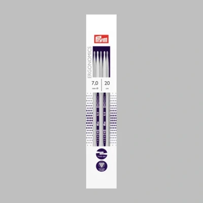 Abbildung von Prym Ergonomische Zweipunkt Stricknadeln / Nadeln, Kunststoff, 7 mm, 20 cm Länge, Mehrfarbig, 5 Stück
