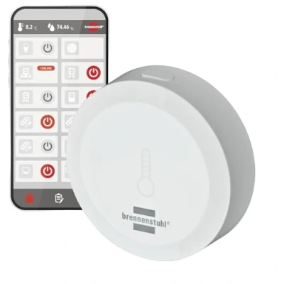 Abbildung von Brennenstuhl Fensterthermometer &quot;Zigbee Temperatur und Feuchtigkeitssensor TFS CZ 01&quot;, kostenlose App, Benachrichtigung aufs Handy, smart home