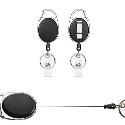 Abbildung von Schlüsselband Ausziehbar, 2 Stück Einziehbarer Ausweishalter,mit Schlüsselring,Gürtelclip,Schlüsselanhänger Ausziehbar Stark,für Kartenhalter Ausweis,Schlüssel,ID Card Holder (Schwarz Stück)