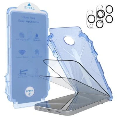 Abbildung von EAZY CASE 2x Display Schutzglas kompatibel mit iPhone 15 Pro Max inkl. Kameraschutz für Displayschutz Ultra Klar Schutz Glas Folie Installationshilfe Blasenfrei Transparent