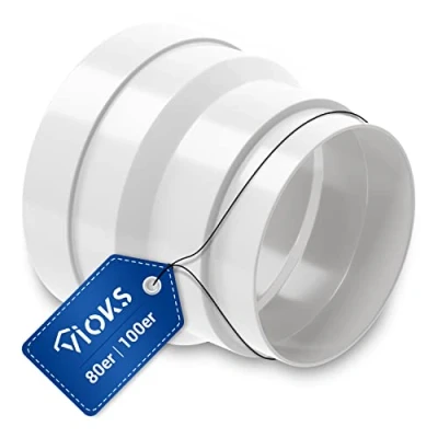 Abbildung von VIOKS Abluftschlauch Adapter für PVC Rohr 80 100 Reduzierstück Abluftrohr Dunstabzugshaube, Verbinder Absaugschlauch 80mm