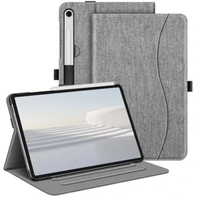 Abbildung von Fintie Hülle für Samsung Galaxy Tab S9 FE 5G 10.9 Zoll/Galaxy 11 Zoll 2023, Multi Angle Viewing Schutzhülle mit Tasche, Auto Sleep/Wake, Grau
