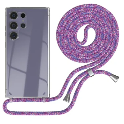 Abbildung von EAZY CASE Handykette kompatibel mit Samsung Galaxy S24 Ultra Kette zum Umhängen für Hülle Band aus Silikon stoßfeste transparente Handyhülle als Fallschutz in Unicorn