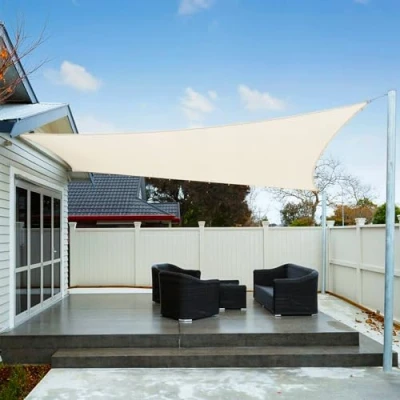Abbildung von AXT SHADE Sonnensegel Wasserdicht Rechteckig 3x4m Wetterschutz Sonnenschutz PES Polyester mit UV Schutz für Terrasse Balkon Garten Creme(Wir Machen Sondergrößen)