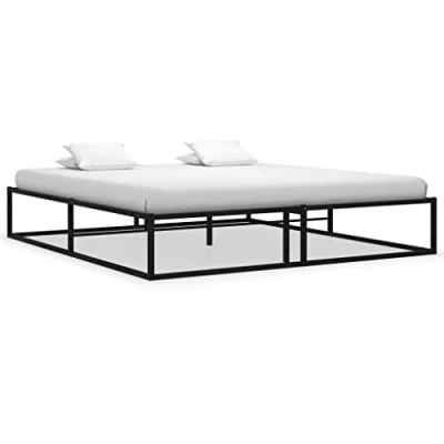 Abbildung von vidaXL Bettgestell Bett Metallbett Schlafzimmerbett Doppelbett Bettrahmen Ehebett Lattenrost Schlafzimmermöbel Schwarz Metall 200x200cm