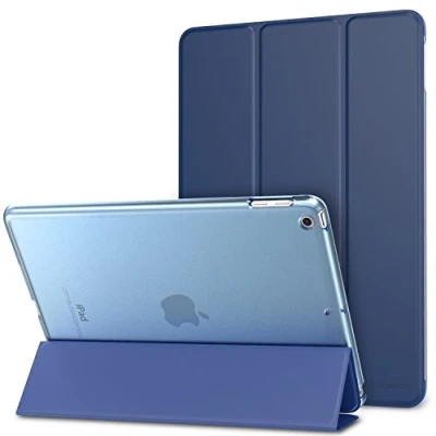 Abbildung von MoKo Hülle Kompatibel für iPad 9.7 2017/2018, 5./6. Generation PU Leder Tasche Schutzhülle Schale Smart Case mit Transluzent Rücken Deckel Auto Schlaf/Wach Stanfunktion, Marineblau