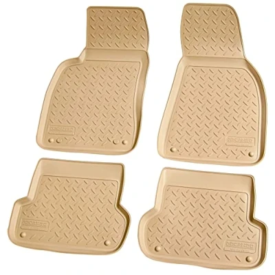 Abbildung von RECAMBO F 8294 Fußmattensatz Gummi vorne und hinten 4 beige Maßgefertigt AUDI: A4 B7 Avant, B6 Limousine, SEAT: Exeo ST