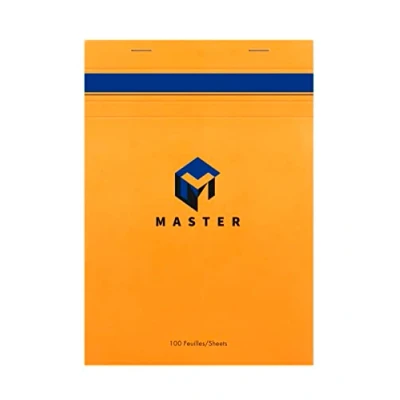 Abbildung von Calligraphe Clairefontaine 10705C Packung mit 5 Schreibblöcken Master kopfseitig geheftet, DIN A5 14,8x21 cm, 50 Blatt kariert, 70g, Orange, 1 Pack