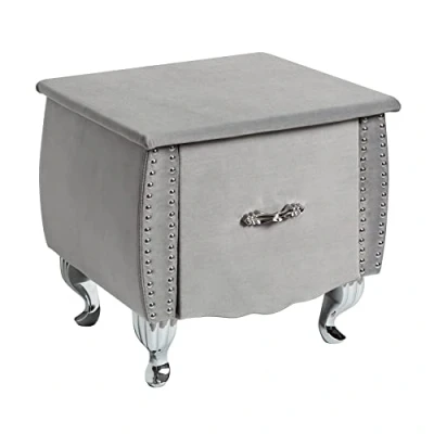 Abbildung von riess ambiente Nachttisch EXTRAVAGANCIA 47cm silbergrau / silber, Nachtkommode · Samt mit Schublade