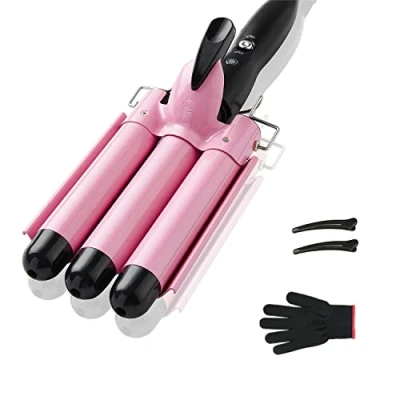 Abbildung von 3 Fässer welleneisen, TOP4EVER lockenstab mit stäben einstellbarer Temperatur, Welleisen Schnelle Heizung Große Welle für Lange/kurze Haare, Haar Styling Werkzeug 25mm