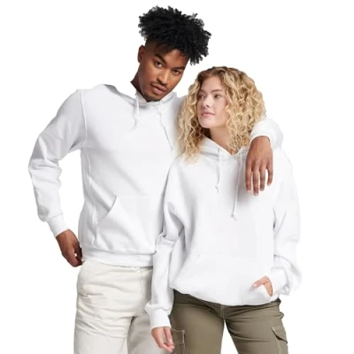 Abbildung von Russell Athletic Dri Power Fleece Hoodies für Herren, feuchtigkeitsableitend, Baumwollmischung, entspannte Passform, Größen S 4X, Weißer Pullover, Medium