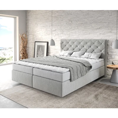Abbildung von DELIFE Boxspringbett Dream Great, Mikrofaser Silbergrau 160x200 cm mit Matratze und Topper