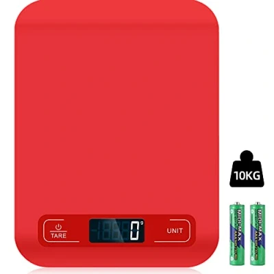 Abbildung von Küchenwaage Digital, 10KG mit LCD Display und Tara Funktion, zum Backen Kochen, Messen von Zutaten, Schmuck, 1g (Rote)