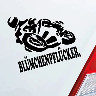 Abbildung von Hellweg Druckerei Motorrad Blümchenpflücker Moped Bike Mopped JDM Auto Aufkleber Sticker Heckscheibenaufkleber