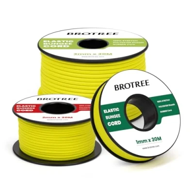 Abbildung von Brotree Gummischnur Gummikordel 2mm x 30m Gummiseil Gummiband Elastische Schnur für DIY, Handwerk, Schmuck, Armbänder, Halsketten, Zelt, Rucksack Neongelb