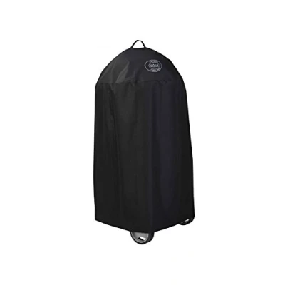 Abbildung von RÖSLE Holzkohle Kugelgrill Abdeckhaube Smoker No.1 F50/F50 S, Hochwertige Schutzhülle aus 100% Polyester, mit praktischem Klettverschluss zum Fixieren, wasserdicht, Schwarz