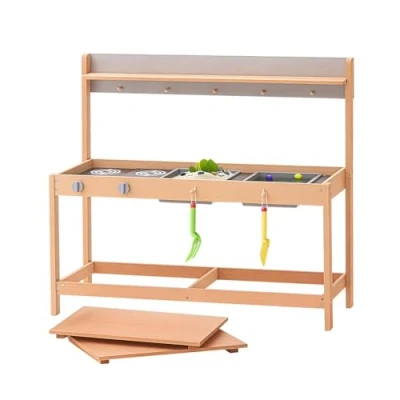 Abbildung von VEVOR Matschküche Kinderküche Spielküche Holzspielzeug Zubehör 1000x360x885mm