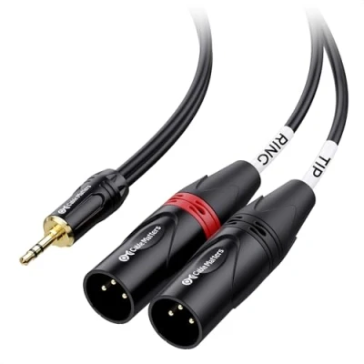 Abbildung von Cable Matters 3,5 mm auf XLR Kabel, TR 2 Kabel 3 m, Stecker Aux Dual Breakout Stereo