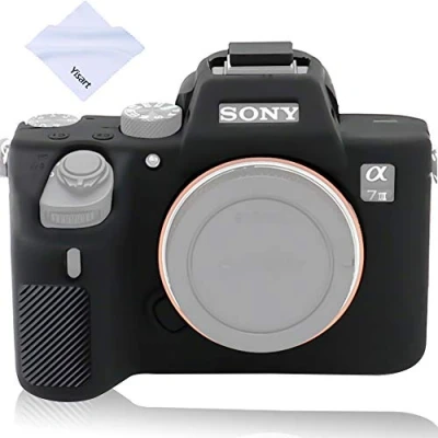 Abbildung von Yisau Sony A7iii A7Riii A7siii Hülle, professionelle Silikon Gummi Schutzhülle für Alpha A7 iii A7r Kamera + Mikrofasertuch (schwarz)