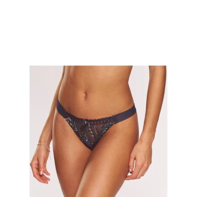 Abbildung von LASCANA String, aus Mesh mit zarter, glänzender Blumenstickerei
