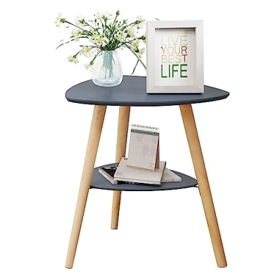 Abbildung von EUGAD Beistelltisch, Couchtisch, Kaffeetisch, Wohnzimmertisch, Sofatisch, Nachttisch, mit 2 Ablagen, Holzbeinen, moderner Tisch, aus MDF, 50x55x40 cm Grau, 0005CHJ