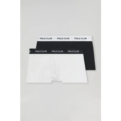 Abbildung von Polo Club Herren Pack Mit Zwei Boxershorts Weiß Und Schwarz Logo S