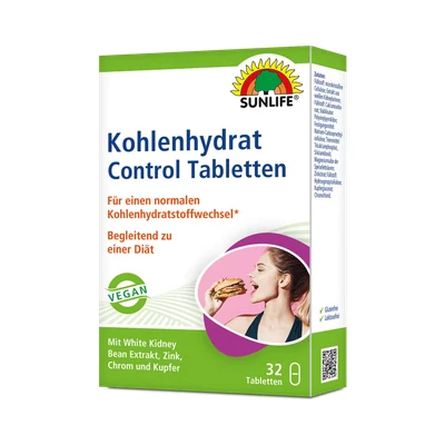 Abbildung von SUNLIFE SUNLIFE® Kohlenhydrat Control Tabletten Gewichtsverlust Diät Abnehmen Vor jeder Mahlzeit eine Tablette mit ausreichend Flüssigkeit einnehmen (3 täglich)