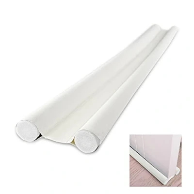 Abbildung von Gvolatee 1 stück Türen Zugluftstopper mit Doppeldichtung 96cm, Türdichtung Zuschneidbar Effektive gegen Zugluft, Lärm, Kälte und Insekt, Windstopper Luftzugstopper Schaumbaumwolle Weiß