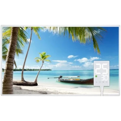 Abbildung von Heidenfeld Infrarotheizung HF HP105 𝟭𝟬 𝐉𝐀𝐇𝐑𝐄 𝐆𝐀𝐑𝐀𝐍𝐓𝐈𝐄 600 Watt Bis 16 m² Infrarot Heizkörper Elektroheizung mit Thermostat Überhitzungsschutz (600 Watt, Strand3)