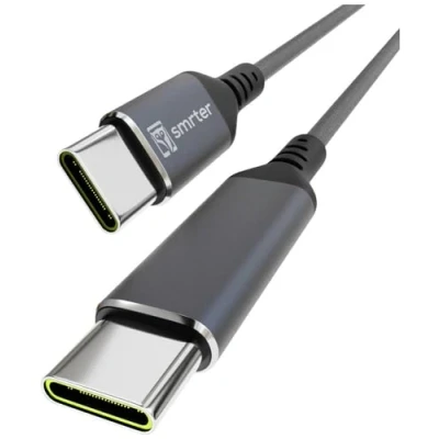 Abbildung von Smrter USB C® Kabel 2.0 Stecker, Stecker 2 m Anthrazit mit OTG Funktion, Rund, Stoff Ummantelung SMRT
