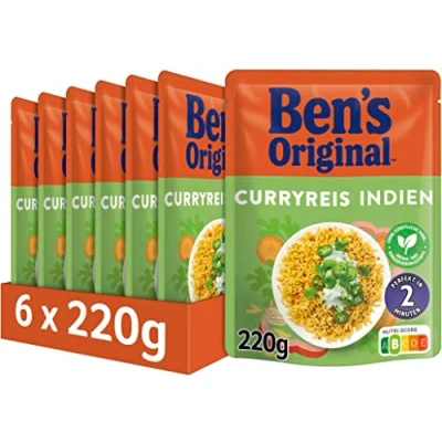 Abbildung von BEN&#039;S ORIGINAL Express Reis Curryreis, ideale Zubereitung von Gerichten in der Pfanne, 6 Packungen (6 x 220g)