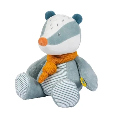 Abbildung von Nattou Kuscheltier aus Polyester, Dachs Felix als Wegbegleiter ab der Geburt, Ca. 32 cm, und Leo, Hellblau