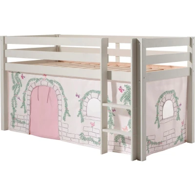 Abbildung von Vipack Spielbett &quot;Vipack Pino&quot;, (Made in Europe), Hochbett mit Textil Set, inkl. Rolllattenrost, Leiter und Rutsche