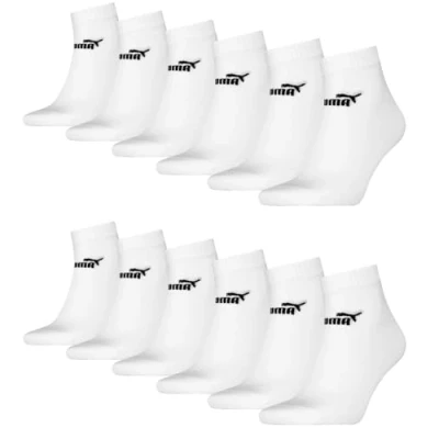Abbildung von PUMA Unisex Quarter Socken Sneaker knöchelhoch für Damen Herren 12er Pack, Farbe:002 white, &amp; Strümpfe:35 38