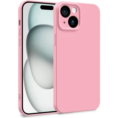 Abbildung von MyGadget Silikon Hülle kompatibel mit Apple iPhone 15 Zweilagige Handyhülle Kameraschutz Cover Innenfutter &amp; außen Baby Pink