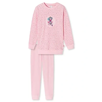 Abbildung von Schiesser Mädchen Schlafanzug lang Einhorn, Sterne, Dots, Waldmotive und Hexen Organic Cotton Pyjamaset, Rosa (rosa I), 116