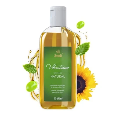 Abbildung von Vibratissimo Natural 250 ml Massageöl Sanfte Pflege mit natürlichen Inhaltsstoffen Vegan, Hautfreundlich, Gleitöl, Liebesöl