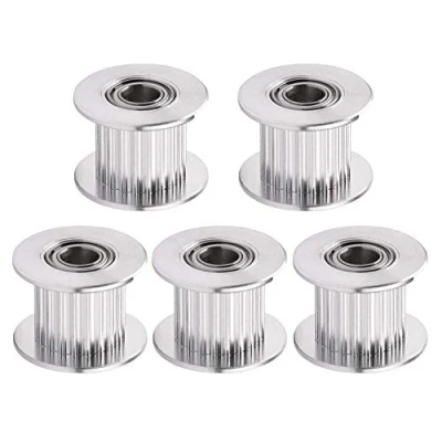 Abbildung von Saipor 5 Stück GT2 Riemenscheibe Glatte Art Rad Aluminium Zahnriemenscheibe timing pulley für 3D Drucker 6mm Breite Zahnriemen (20 Zähne 5mm Bohrung)