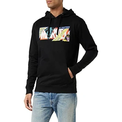 Abbildung von Marvel Herren Scrapbook Logo Hoodie Kapuzenpullover, Schwarz, L EU