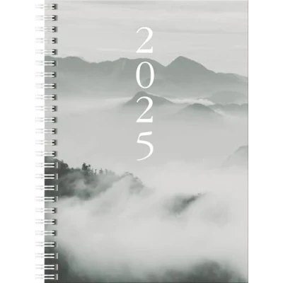 Abbildung von rido/idé Buchkalender Modell Timing 1 (2025) „Cloudy Mountains“, 2 Seiten = Woche, A5, 160 Seiten, Grafik Einband, grau