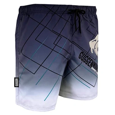 Abbildung von GUGGEN Mountain Badehose Herren Schnelltrocknende Badeshorts B2 mit Kordelzug kariertes Muster Logo