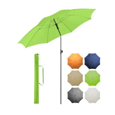 Abbildung von FARE Sonnenschirm Gr. XL 235 cm Durchmesser UV Schutz 50+ für Balkon Garten Terrasse Sommer Titan Finish Knickvorrichtung Drehfeststeller inkl. Tragetasche (grasgrün)