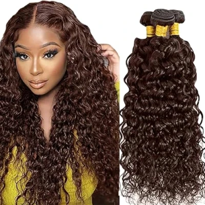 Abbildung von Tuheerst Echthaar Tressen Bundles Human Hair Extensions Water Wave 3 Brasilianische Haare Bündel Long #4 Total 300g Remy for Woman 30 Zoll