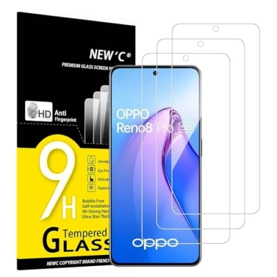 Abbildung von NEW&#039;C 3 Stück, Panzer Schutz Glas für OPPO Reno 8 Pro 5G, Frei von Kratzern, 9H Härte, HD Displayschutzfolie, 0.33mm Ultra klar, Ultrabeständig