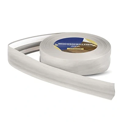 Abbildung von DQ PP WEICHSOCKELLEISTE 5m birke 32x23mm PVC selbstklebend Knickwinkel Fussleisten Gummileiste Sockelleiste Winkelprofil Abschlussleiste Bodenleiste