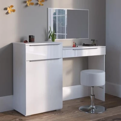 Abbildung von Vicco Schminktisch Lilli, Weiß Hochglanz, 135 cm mit Hocker